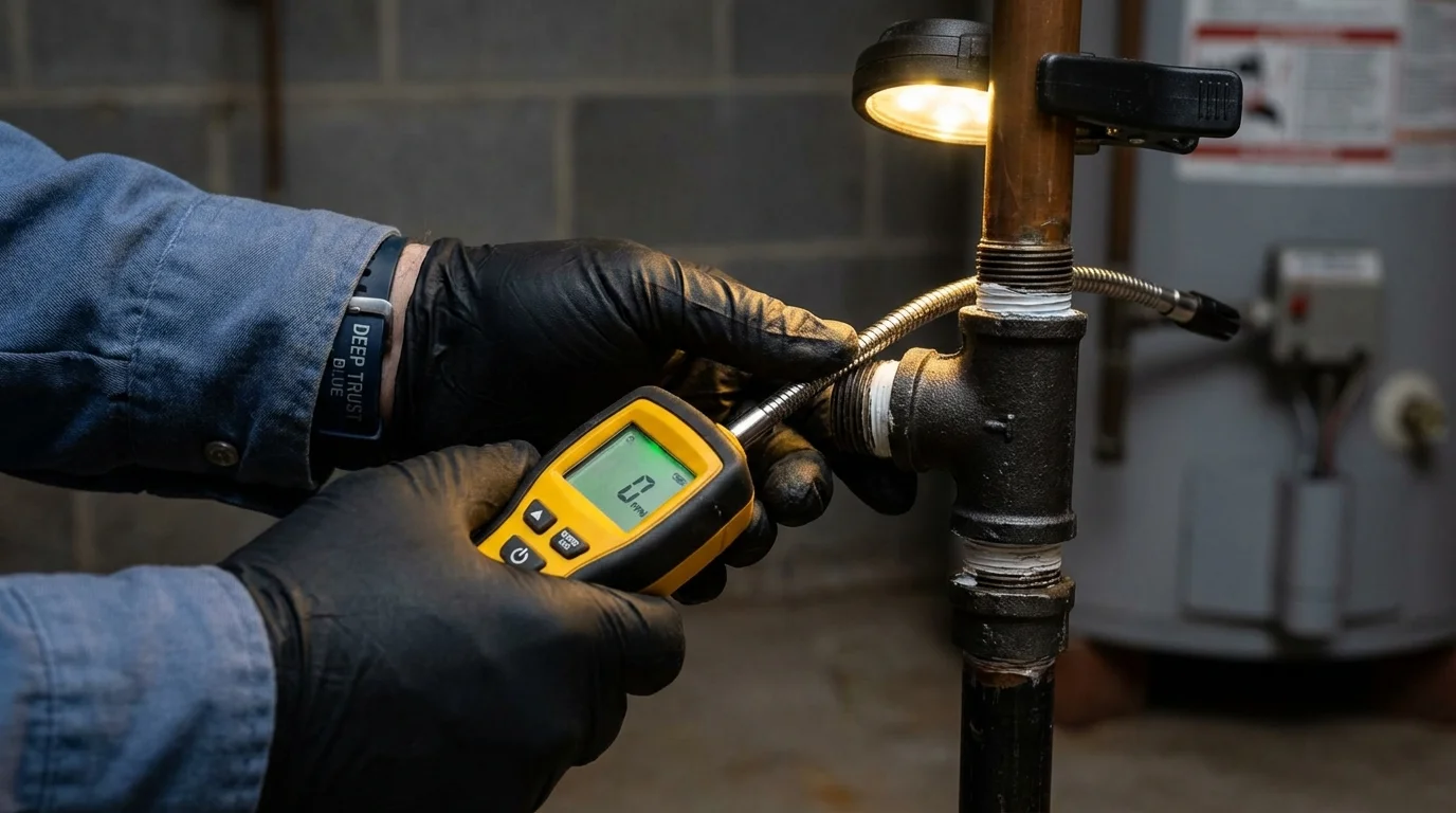 Gas leak detection with electronic sniffer by Johns Plumbing LLC in Radford