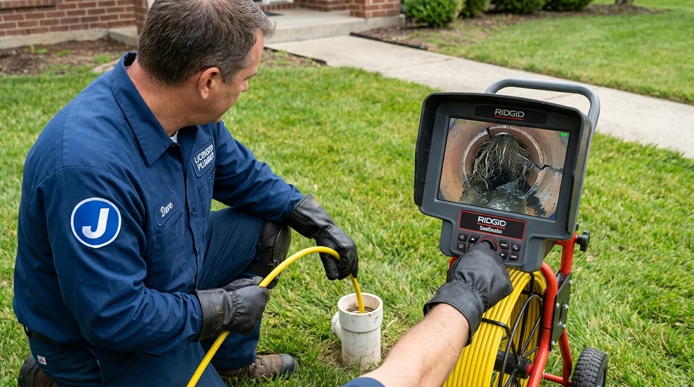 Sewer camera inspection being performed by Johns Plumbing LLC in Radford